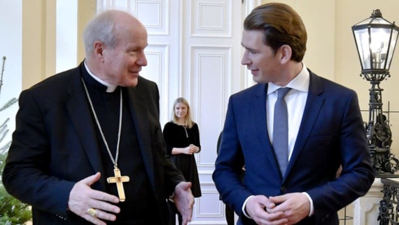 Bundeskanzler Sebastian Kurz und Kardinal Christoph Schönborn (Bild: APA/HERBERT NEUBAUER)