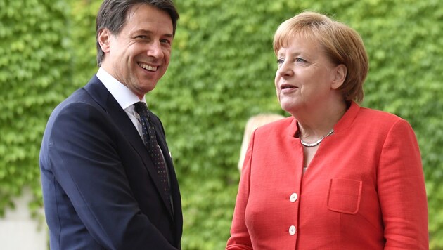 Italiens Regierungschef Giuseppe Conte und die deutsche Bundeskanzlerin Angela Merkel (Bild: AFP)