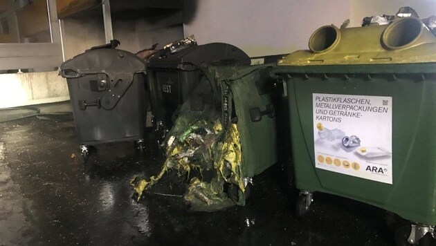 Bereits im Jänner musste die Feuerwehr mehrmals Brände bei Müllcontainern löschen. (Bild: Berufsfeuerwehr Klagenfurt)