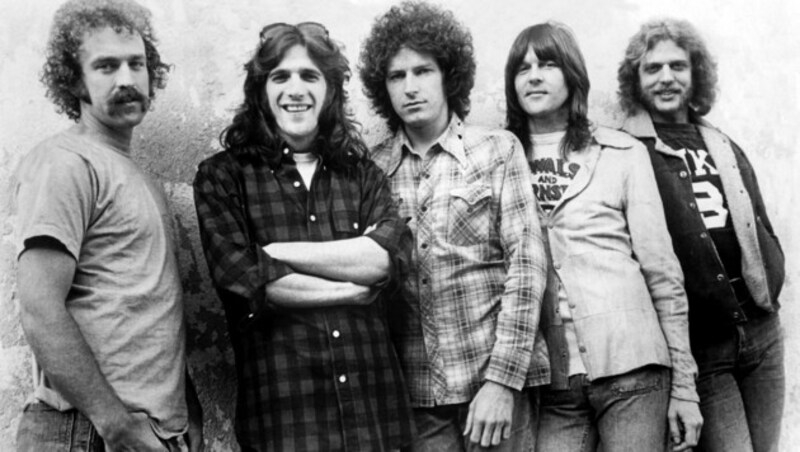 The Eagles: Bernie Leadon, Glenn Frey, Don Henley, Randy Meisner und Don Felder (von links) (Bild: Everett Collection / picturedesk.com)