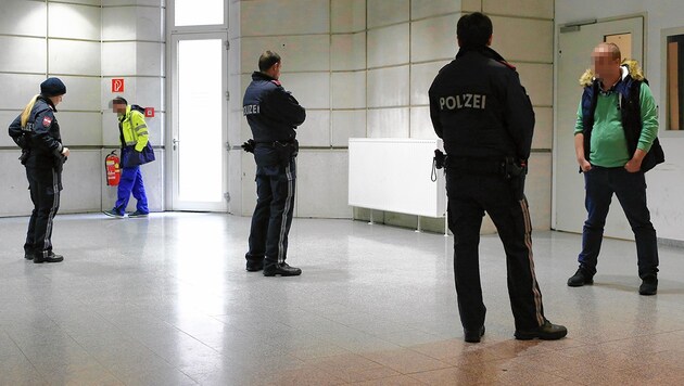 Die Streithähne wurden im Gericht von der Polizei getrennt. (Bild: Bartel Gerhard, krone.at-Grafik)