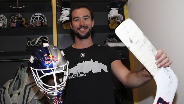 Steve Michalek bewies beim CHL-Halbfinal-Hinspiel in München seine „Hexer“-Qualitäten, hielt seinen Kasten trotz 29 Schüssen sauber. Foto: ANDREAS TRÖSTER (Bild: Kronen Zeitung)