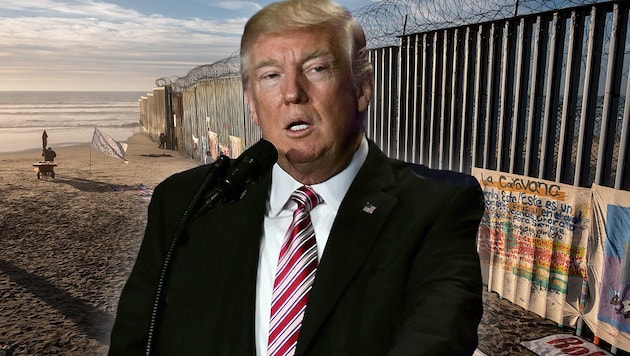 US-Präsident Donald Trump pochte auf eine Milliardensumme für den Bau einer Mauer an der Grenze zu Mexiko, seinem zentralen Wahlkampfversprechen. (Bild: AFP, krone.at-Grafik)