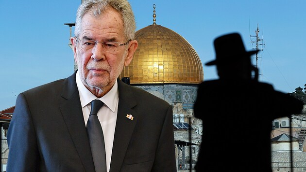 Bundespräsident Alexander Van der Bellen weilt derzeit auf Staatsbesuch in Israel. (Bild: AFP, krone.at-Grafik)