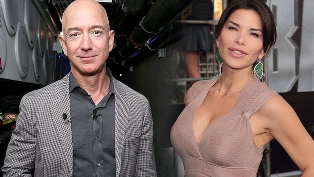 Jeff Bezos mit seiner neuen Freundin Lauren Sanchez (Bild: APA/AFP/Getty Images, www.pps.at, krone.at-Grafik)