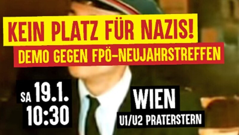 Die Ankündigung zur Demo gegen die FPÖ (Bild: Screenshot/Linkswende Jetzt)