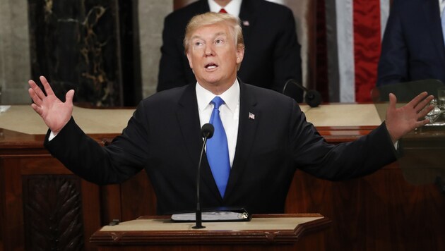 Donald Trump bei seiner Rede zur Lage der Nation im Jänner 2018 (Bild: ASSOCIATED PRESS)