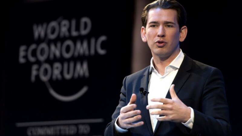 Bundeskanzler Sebastian Kurz beim Weltwirtschaftsforum in Davos (Bild: APA/KEYSTONE/LAURENT GILLIERON)