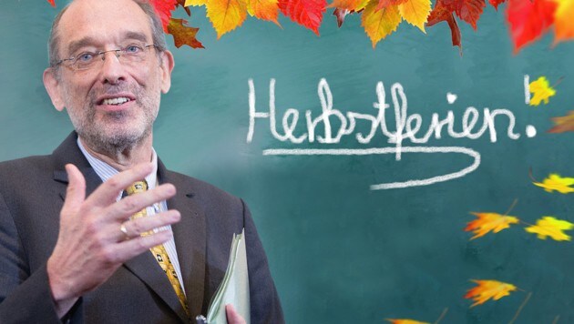 Bildungsminister Heinz Faßmann führte die Herbstferien ein (Bild: APA/Georg Hochmuth, stock.adobe.com, krone.at-Grafik)
