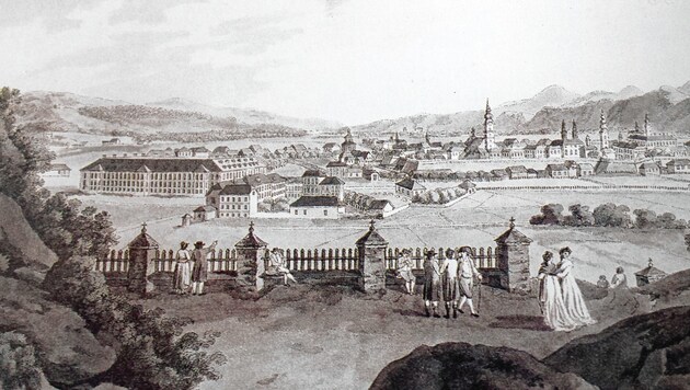 Die Stadt Klagenfurt um 1850: Klein, schön, aber nur umständlich zu erreichen. (Bild: TAÖ/AAvK)