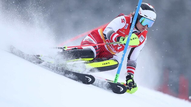 Simon Oberhamberger sicherte sich zum Abschluss Silber im U21-Slalom. (Bild: GEPA pictures)