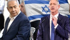 Benjamin Netanyahu (links), Benny Gantz (Bild: AFP, stock.adobe.com, krone.at-Grafik)