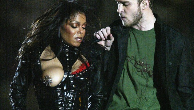 Janet Jackson und Justin Timberlake sorgten 2004 bei der Halbzeitshow des Super Bowl für einen „Nipplegate“. (Bild: 2004 Getty Images)