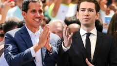 Venezuelas Interimspräsident Juan Guaido, Bundeskanzler Sebastian Kurz (Bild: AP, APA/HELMUT FOHRINGER, krone.at-Grafik)