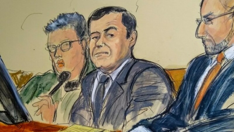 Joaquin „El Chapo“ Guzman Ende Jänner während seiner Gerichtsverhandlung in New York (Bild: AP)