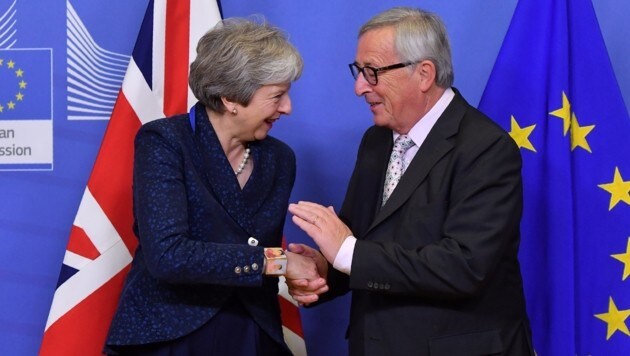 Theresa May und Jean-Claude Juncker (Bild: AFP)