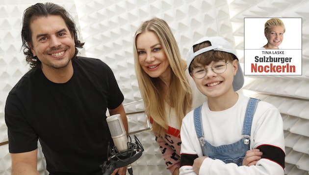 Ray Watts mit dem kleinen Superstar Philias Martinek und Mama Xenia Seeberg (Bild: Markus Tschepp)