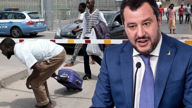 Will in Italien „Ordnung schaffen“: Matteo Salvini (Bild: AP, AFP, krone.at-Grafik)