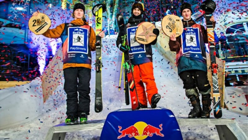 Andri Ragettli, Jesper Tjader and Lukas Mullauer (Bild: Samo Vidic/Red Bull Content Pool)