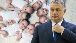 Ungarns Ministerpräsident Viktor Orban will keine Migration in sein Land, sondern die Geburtenrate mit einem Familienförderprogramm heben. (Bild: stock.adobe.com, AP, krone.at-Grafik)