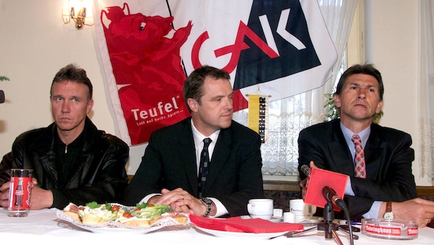 Klaus Augenthaler (re.) als GAK-Trainer (Bild: GEPA pictures)