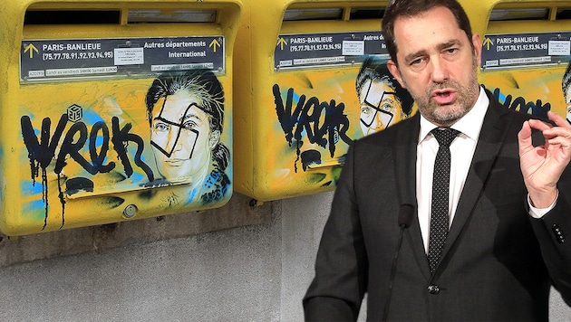 Will künftig hart gegen Antisemitismus in Frankreich vorgehen: Innenminister Christophe Castaner (Bild: AP, APA/AFP/LUDOVIC MARIN, krone.at-Grafik)