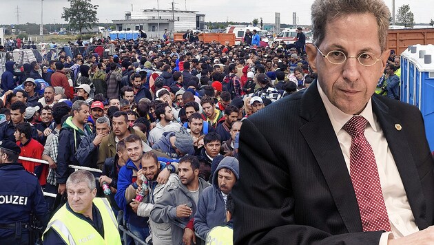 Der frühere Verfassungsschutzpräsident Hans-Georg Maaßen kritisiert die Migrationspolitik der deutschen Bundesregierung. (Bild: APA/HERBERT P. OCZERET, APA/AFP/Odd ANDERSEN, krone.at-Grafik)