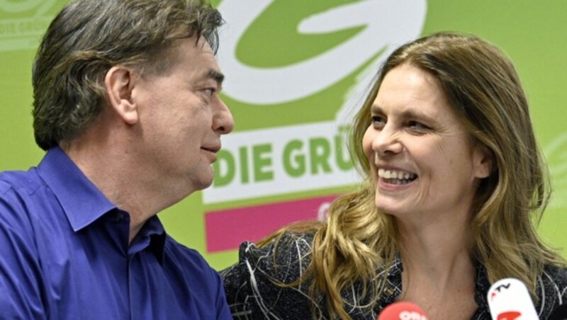 Sarah Wiener und Grünen-Bundessprecher Werner Kogler (Bild: APA/Hans Punz)