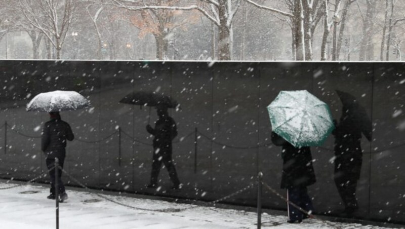 Dichter Schneefall in Washington vor dem Treffen zwischen Kurz und Trump (Bild: APA/AFP/GETTY IMAGES/MARK WILSON)