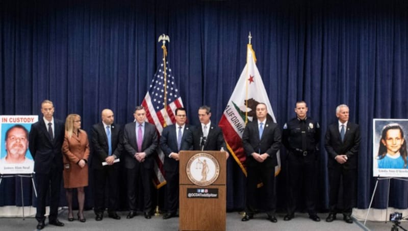 Die Polizei berichtete in einer Pressekonferenz über den Ermittlungserfolg. (Bild: Orange County Register/SCNG)