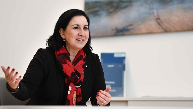 Stefanie Christina Huber ist seit Jänner Teil des vierköpfigen Vorstands der Sparkasse OÖ. (Bild: Markus Wenzel)
