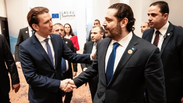 Kanzler Sebastian Kurz traf gesondert auch den libanesischen Premier Saad al-Hariri. (Bild: Arno Melicharek)