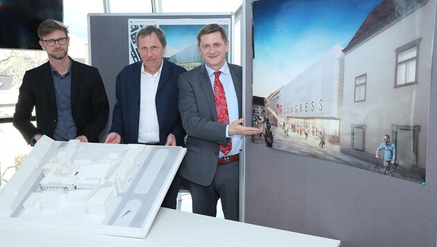Baudirektor Heimo Berghold, Architekt Gerhard Eder und Bürgermeister Kurt Wallner (Bild: Foto Freisinger)