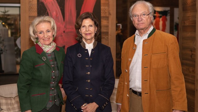 Elisabeth Gürtler mit Silvia und Carl Gustaf von Schweden (Bild: Florian Lazzari)