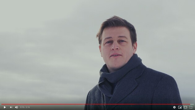 Screenshot aus dem Bewerbungsvideo Stefan Kaineders um die grüne Parteiführung in Oberösterreich. Er ist dann tatsächlich Landessprecher der Grünen geworden. (Bild: Grüne OÖ)