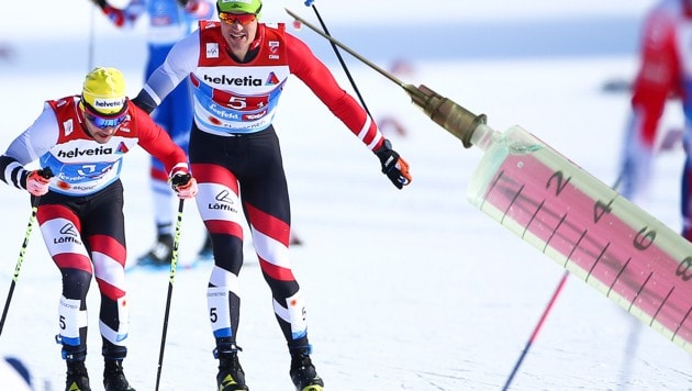 Die beiden ehemaligen Skilangläufer wurden bei der Heim-WM in Seefeld 2019 des Dopings überführt. (Bild: GEPA, APA/dpa/Patrick Seeger, krone.at-Grafik)