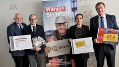 Sozialrechtsexperte Peter Wenig, Leiter Insolvenzschutzverband Werner Gansl, Leiterin Arbeits- und Sozialrecht Susanne Kißlinger und AK-Präsident Günther Goach freuen sich über eine besonders erfolgreiche Rechtsschutzbilanz. (Bild: Helge Bauer)