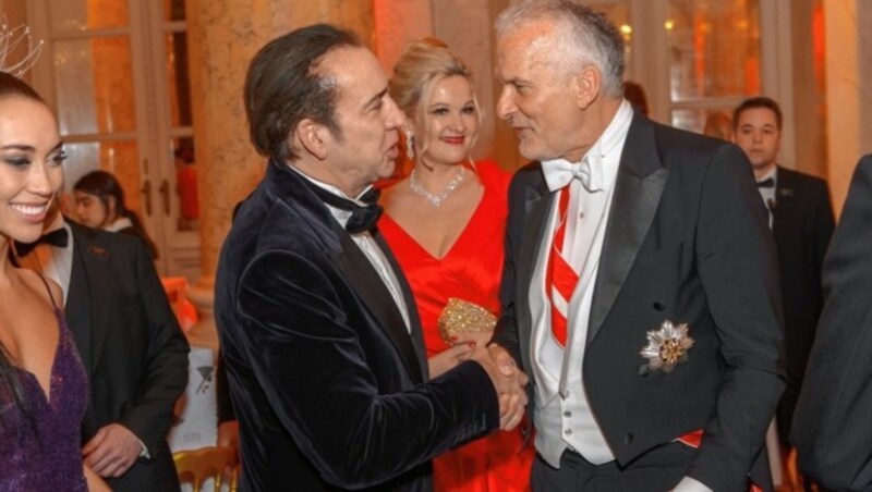 Nicolas Cage und Minister Josef Moser (Bild: Andreas Tischler / Vienna Press)