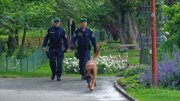 Die Polizei setzte Diensthunde ein (Bild: © Elmar Gubisch)