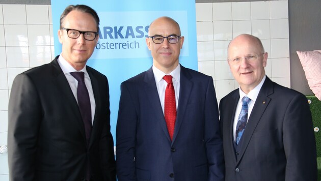 Joachim Haindl-Grutsch, Gabriel J. Felbermayr und Generaldirektor Michael Rockenschaub (v.l.). (Bild: Sparkasse OÖ)