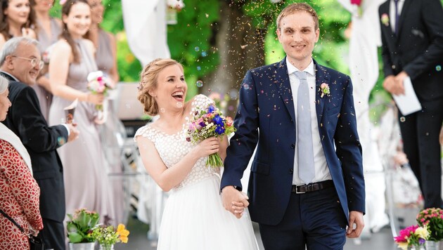 Charlotte Genschel und Reinmar Nindler: Riesenfreude bei der Hochzeit, aber Riesenärger über vorgeschrieben Agentur. (Bild: Ulf Thausing)