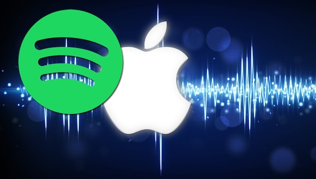 The change follows years of dispute between Apple and Spotify. (Bild: Spotify, Apple, stock.adobe.com, krone.at-Grafik)
