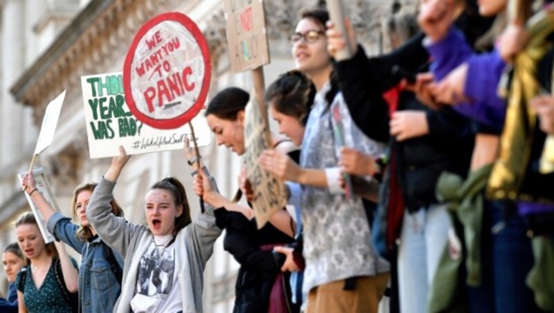 Schülerprotest in London im Februar (Bild: AFP )