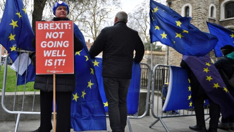 Eine Anti-Brexit-Demonstrantin in London (Bild: APA/AFP/BEN STANSALL)