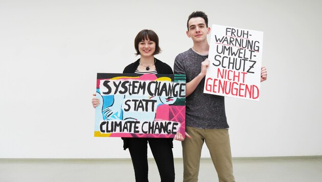 Schüler wie Leona Rußmann und Rene Raffetseder (beide Steyr) streiken heute für eine ehrliche Klimapolitik. (Bild: privat)