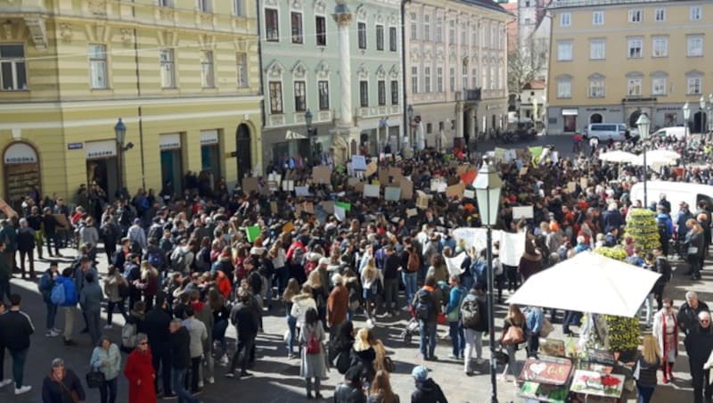 Protestkundgebung in Klagenfurt (Bild: APA/PETER LINDNER)