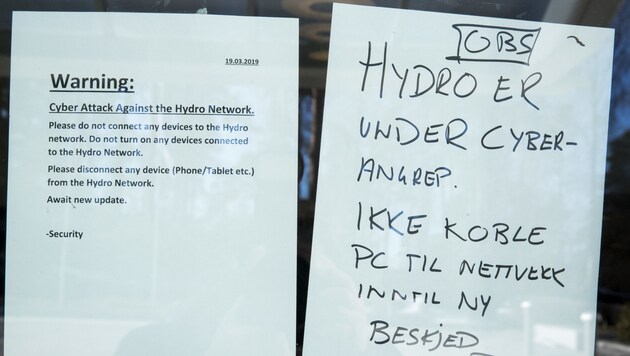 Mitarbeiter von Norsk Hydro wurden dazu aufgerufen, sich nicht in das Unternehmensnetzwerk einzuloggen. (Bild: AFP)