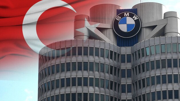 Beim deutschen Automobilhersteller BMW soll in einer Abteilung ein Türkisch-Verbot für Mitarbeiter gelten. (Bild: AFP, krone.at-Grafik, stock.adobe.com)