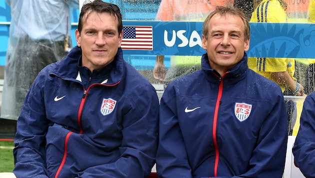 Von 2011 bis 2016 schon zusammen: Damaliger USA-Teamchef Jürgen Klinsmann und Co-Trainer Andreas Herzog (Bild: GEPA)
