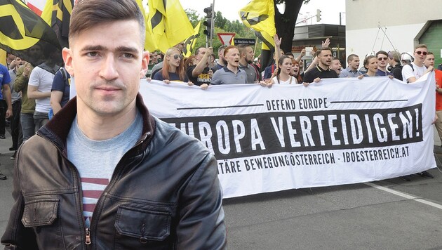 Martin Sellner, Sprecher der Identitären (Bild: APA, krone.at-Grafik)